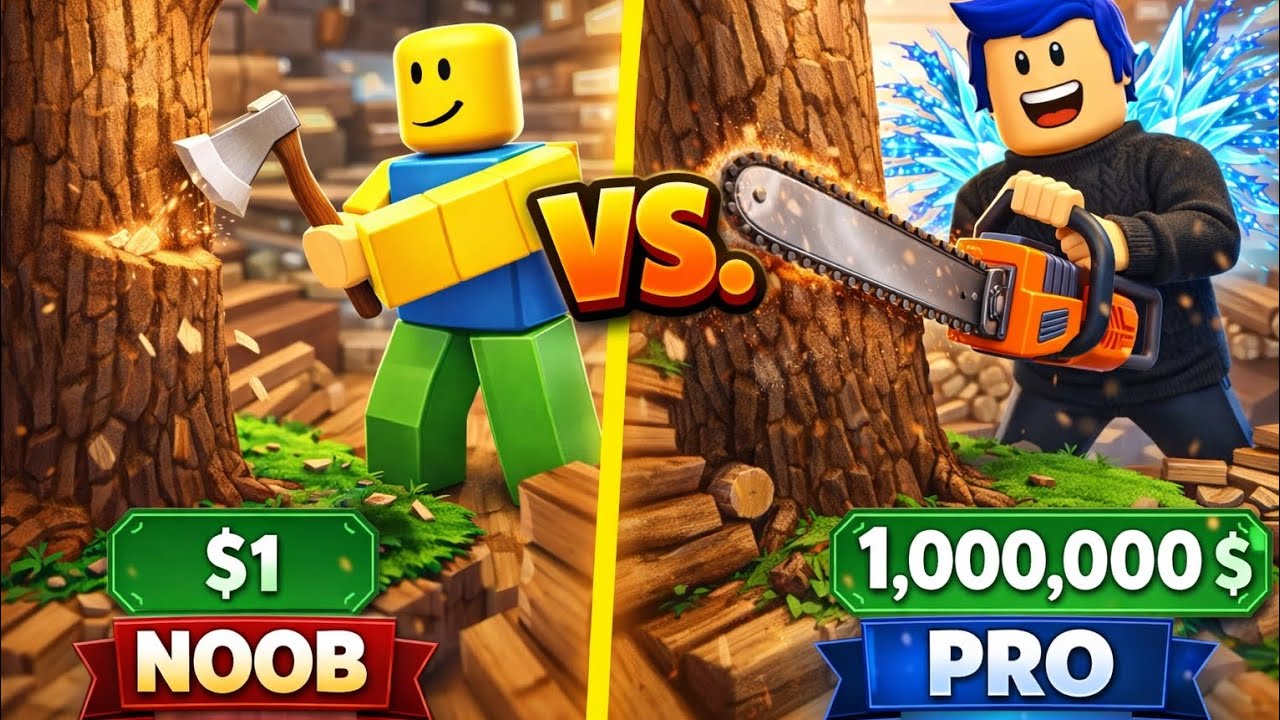 Noob Baum vs Pro Baum in Roblox Schneide deinen Baum