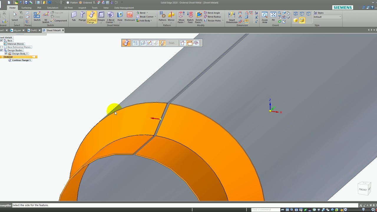 Solid Edge 2020 - Sheet Metal Cylinder Sample
