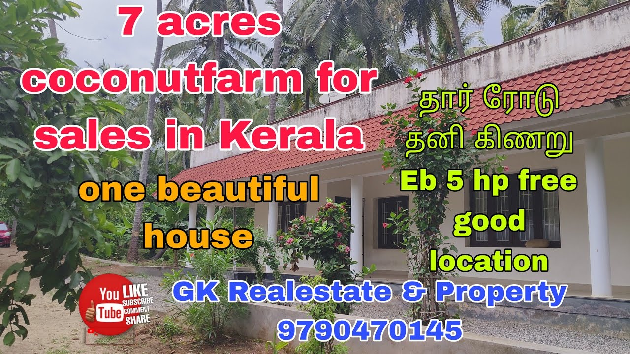 7 acres coconutfarm with beautiful house for sales in Kerala