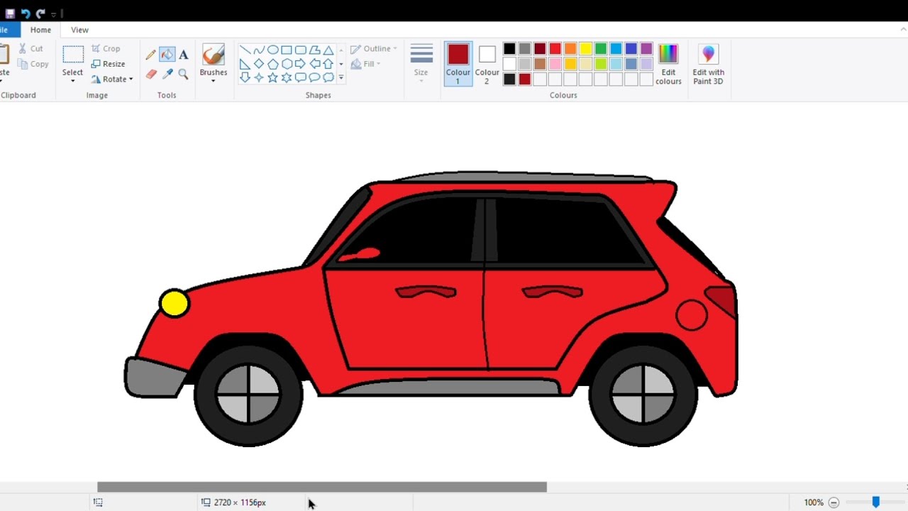 How to draw a car in MS Paint | Car Tutorial in MS Paint #4