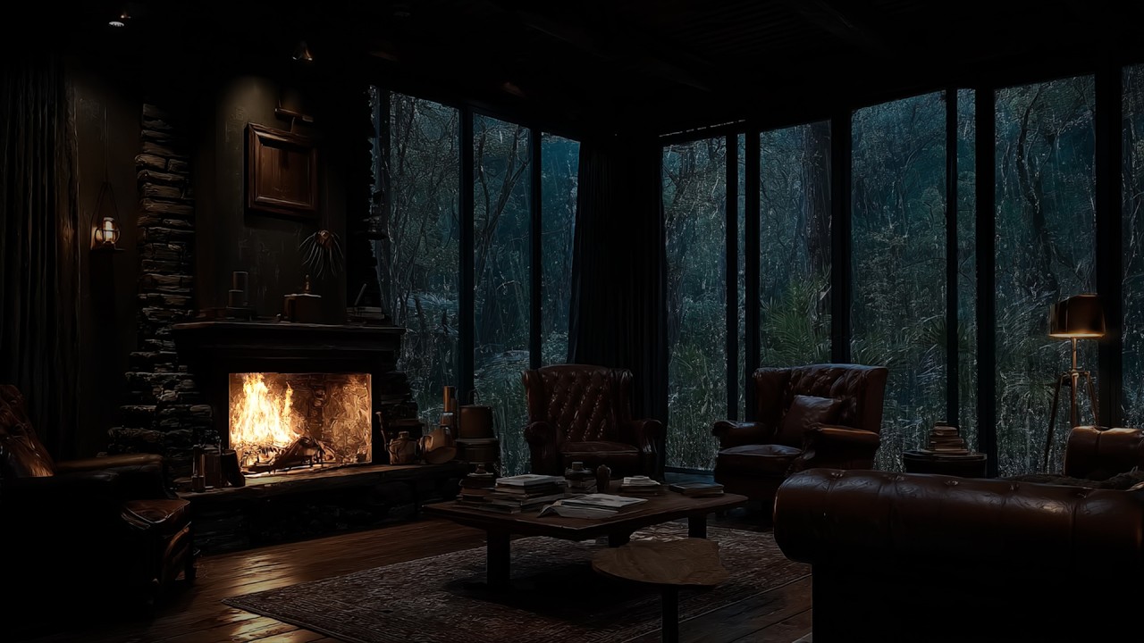 Midnight Forest Rainstorm ⛈️ Heavy Window Rain for Fast Sleep and Deep Calm
