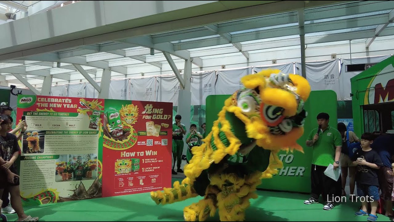 [4K] World Lion Dance Champion Yiwei Singapore Cai Qing at Milo Event on 13 Jan 2024