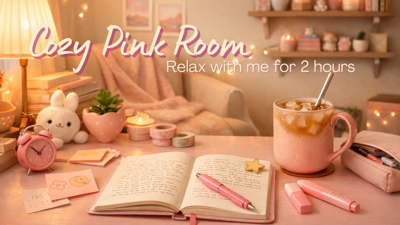 POV Pink Sunlit Room with Candles & Iced Coffee for Focus 🌸 Soft Lofi Background Music (2 Hours)