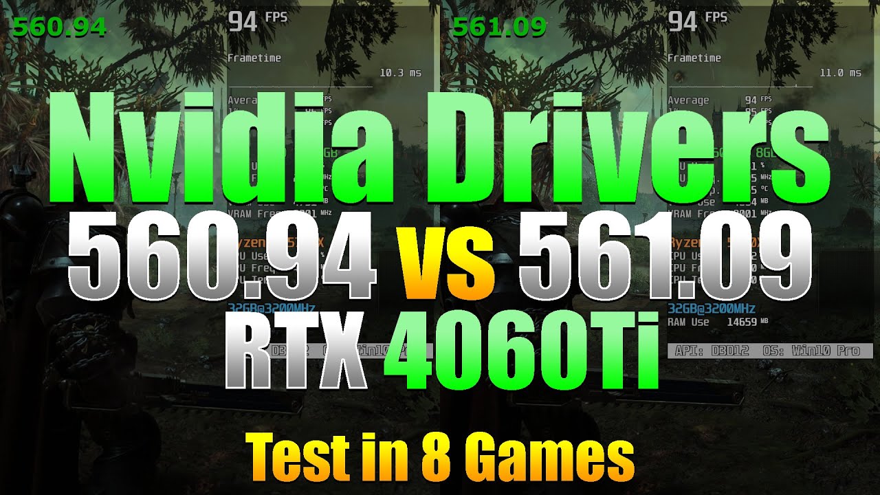 Nvidia Drivers - 560.94 vs 561.09 | RTX 4060Ti Test in 8 Games