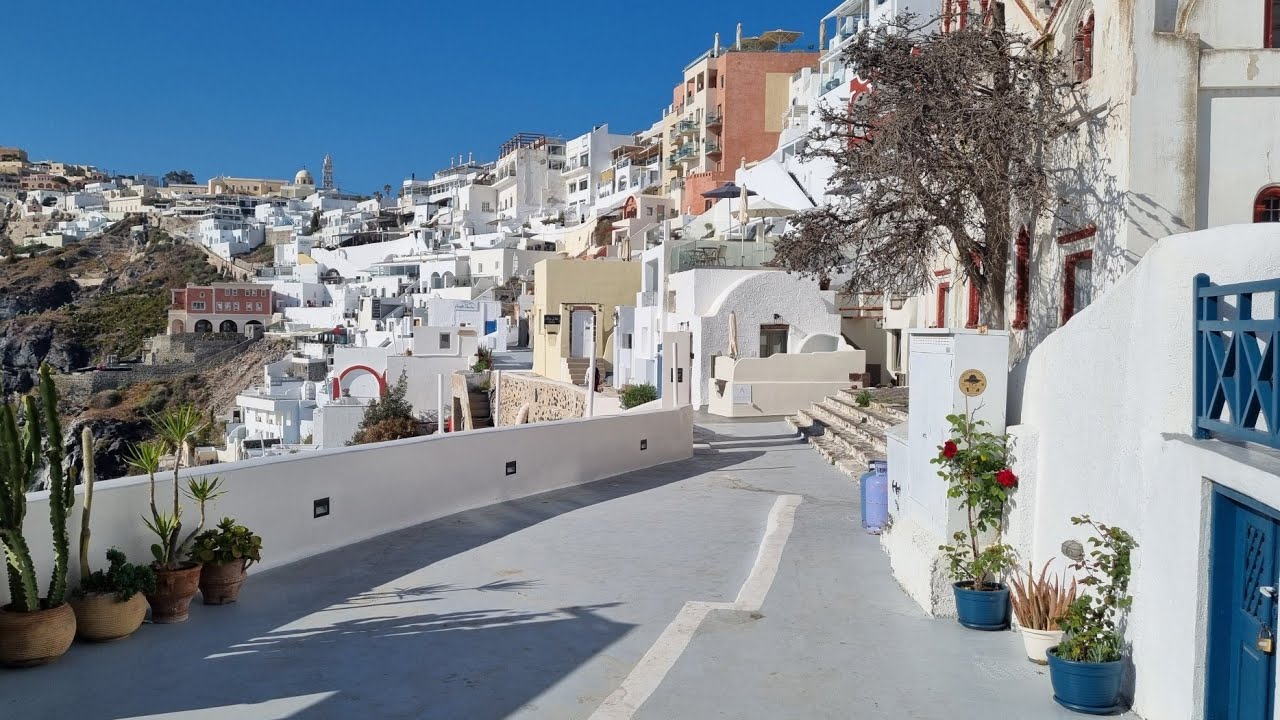 Santorini GREECE | April time | Walking tour around | 4K 60 fps HDR