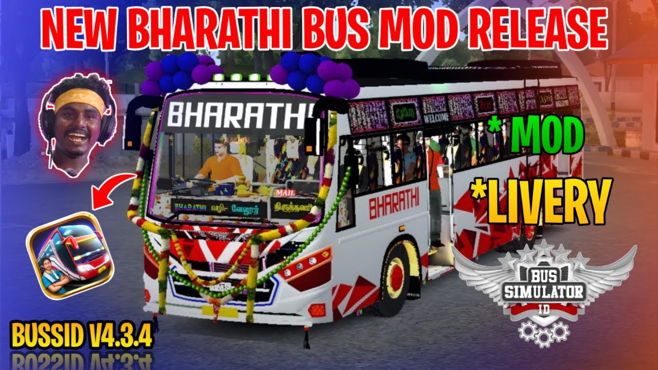 New Bharathi Bus Mod Tamil | Bus Simulator Indonesia | Bharathi Bus Livery In Bussid #bharathi #bus