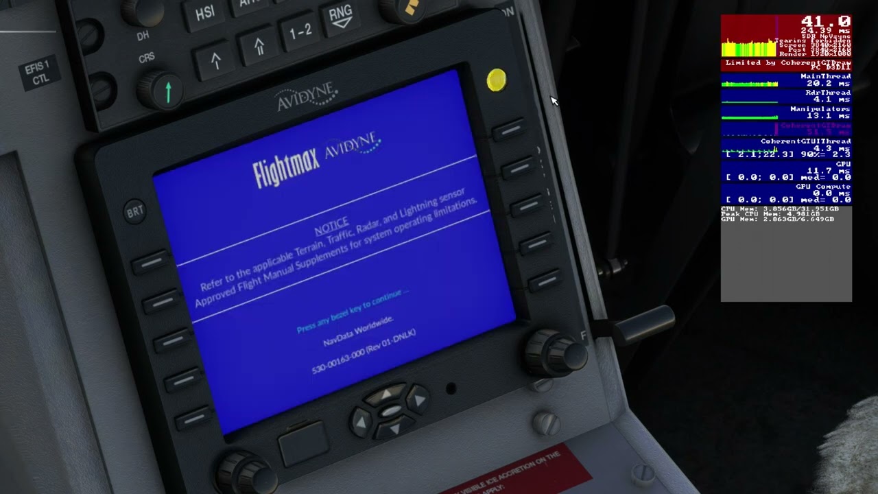 Carenado PC12 CoherentGTDraw FPS bug - Avidyne guage