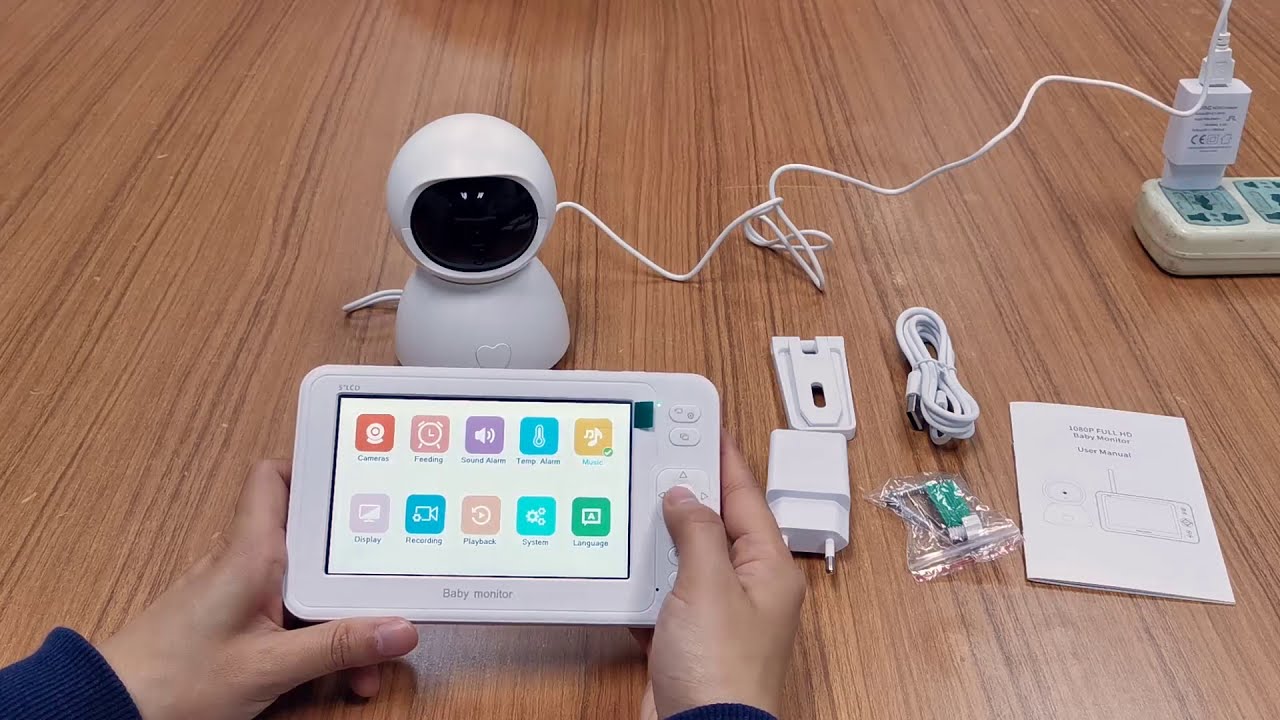 INQMEGA 1080P HD Video Baby Monitor with 5 Inch LCD Screen Unboxing, connecting demo -288
