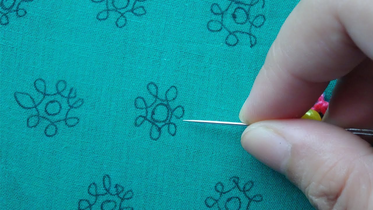 hand embroidery: all over design ,french knot stitch hand embroidery