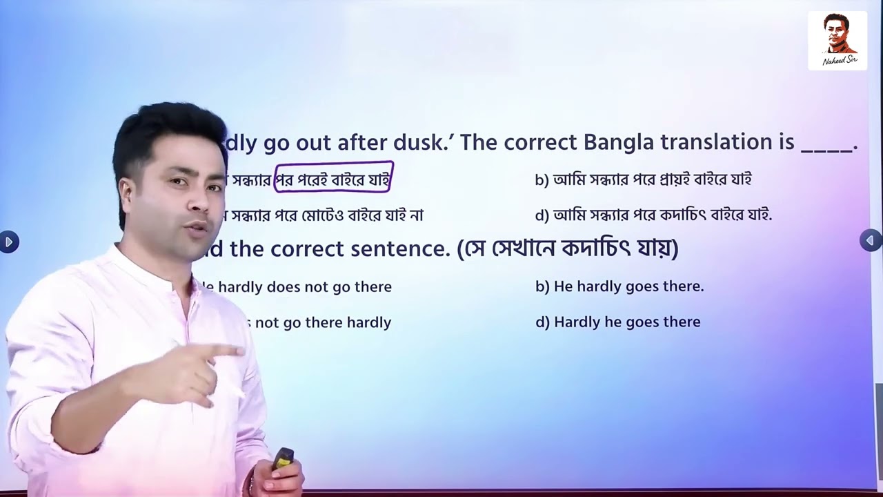 বাক্যে Hardly কোথায় বসে এবং এর অর্থ  কেমন হয় ?  | Naheed Sir