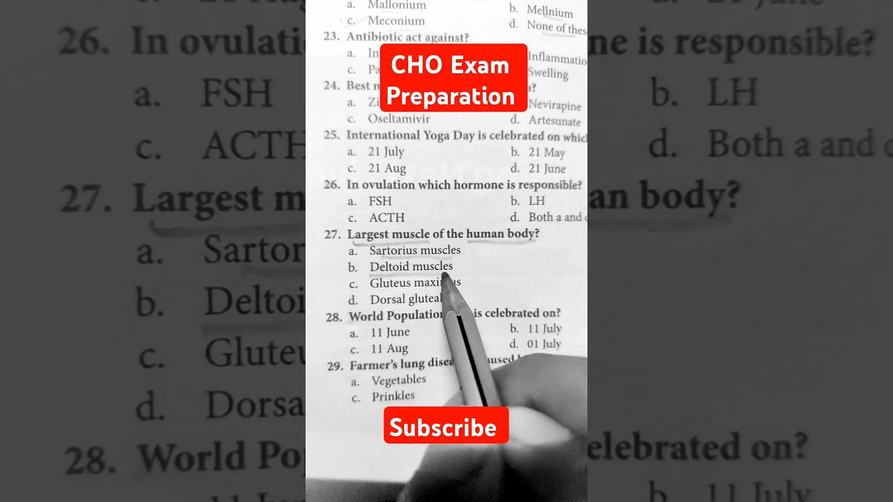Largest Muscle Of Human Body | Cho Exam Previous Year Question | Nursing officer MCQ #choexam