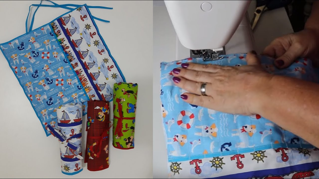 Diy - Como fazer estojo de rolo para lápis de cor - aula 212