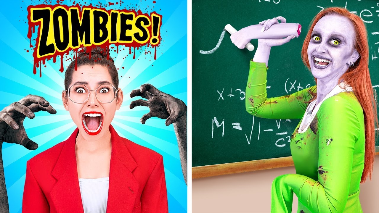 ZOMBIE IN DER SCHULE! Zombie als Freundin || Lustige Gruselige DIY Streiche von 123 GO! CHALLENGE