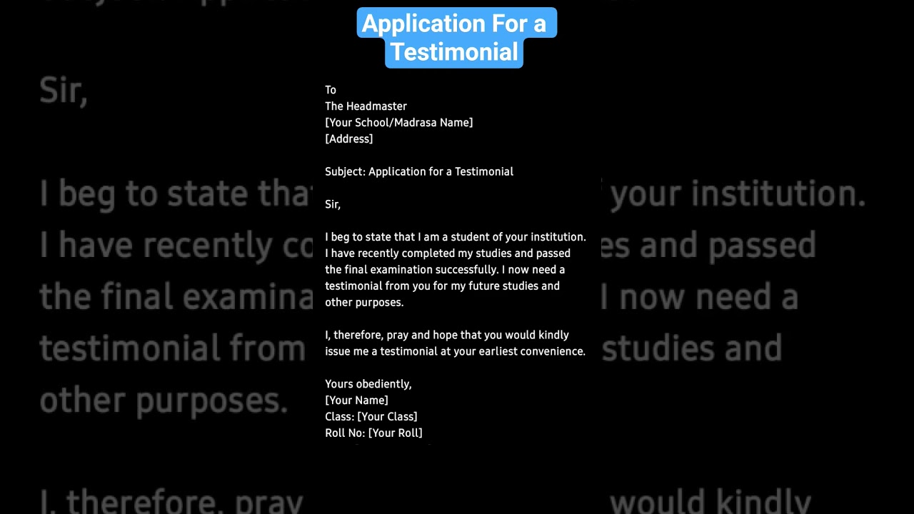 Testimonial application. #application #testimonial #english