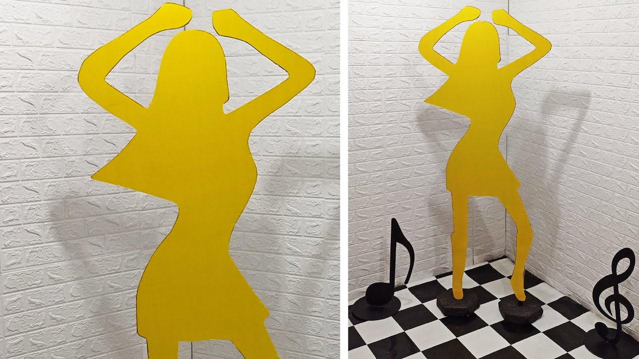Como Fazer Silhueta Feminina Decoração Discoteca Balada Festa Aniversário Neon Simples de Papelão