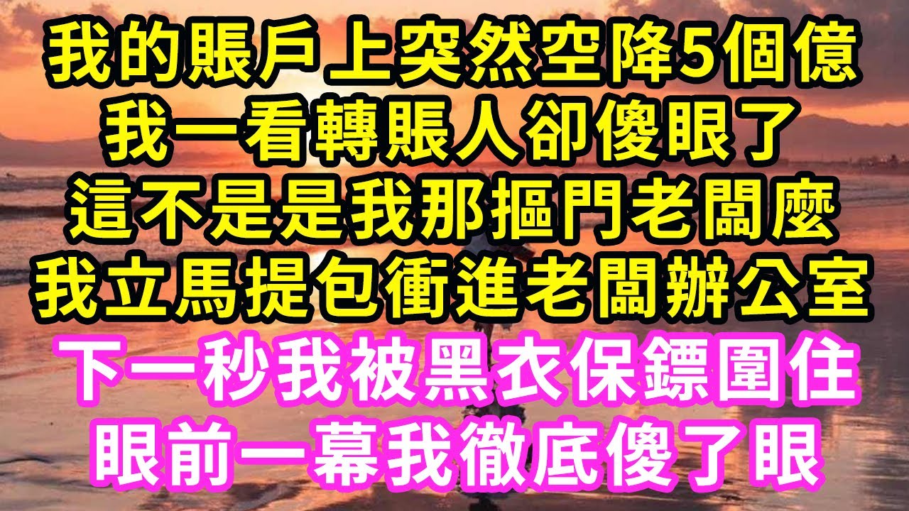 我的賬戶上突然空降5個億，我一看轉賬人卻傻眼了，這不是我摳門老闆麼，我立馬提包衝進老闆辦公室，不料我被黑衣保鏢遞上協議，眼前一幕我徹底傻了眼#甜寵#灰姑娘#霸道總裁#愛情#婚姻#小嫻說故事#暖風故事匯