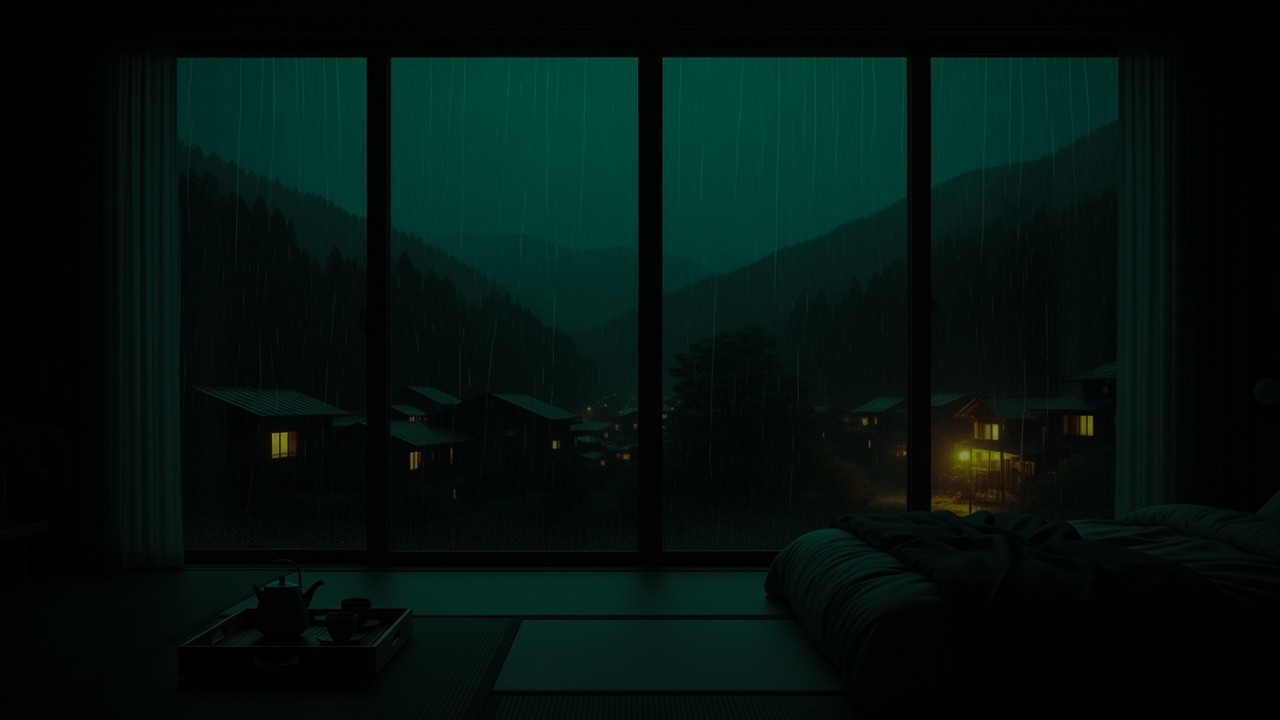 Midnight Rain Outside the Window 🌧  Warm Bedroom Ambience for Relaxing Sleep
