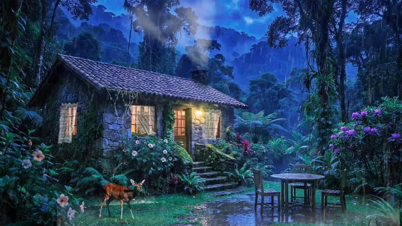 🌧️ Night Rain Outside Cozy Cabin | Deep Sleep Sounds for Insomnia