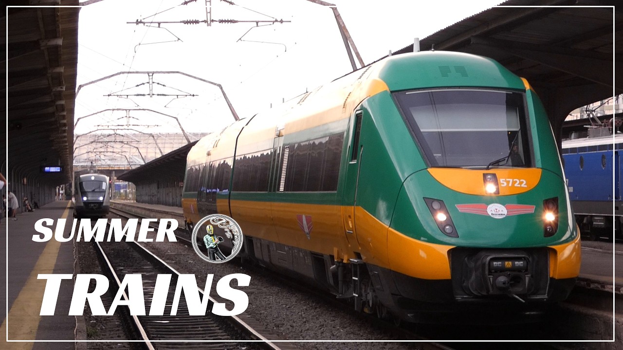 Summer trains in Bucharest North Railway Station - 1 hour relaxing train video