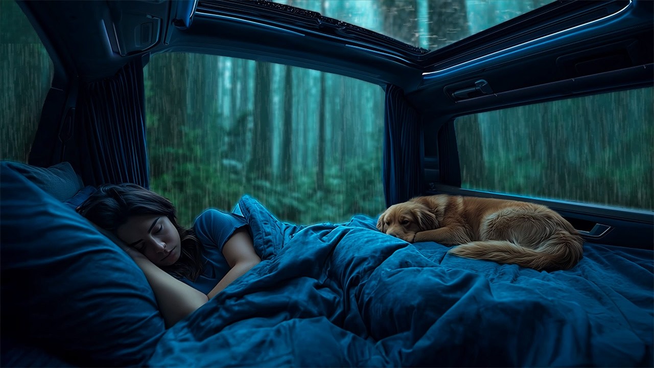 Sleep Instantly & Enter the Dream with Heavy Rain and Thunder on a Car at Night