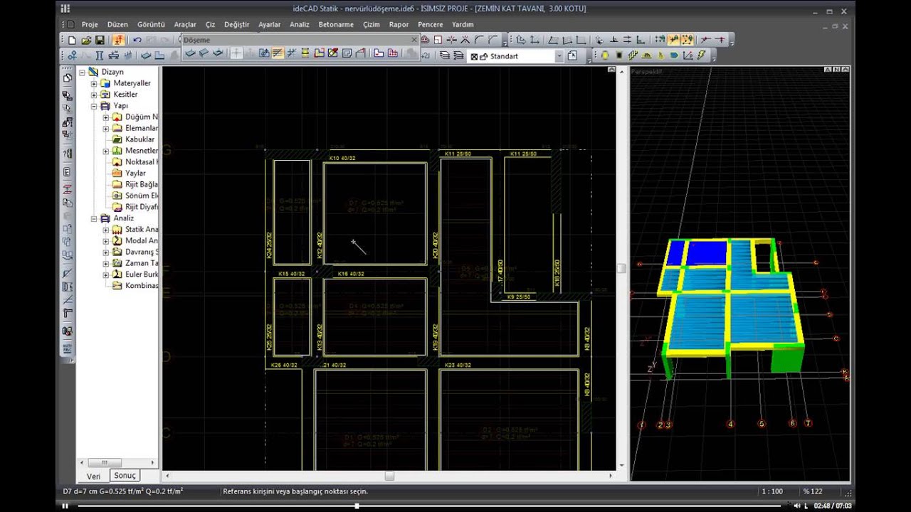 ideCAD Statik IDS | Nervürlü Döşeme
