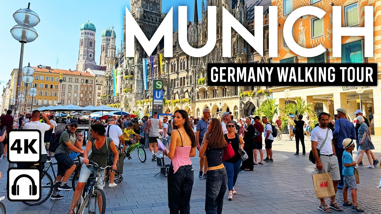 МЮНХЕН, Германия 🇩🇪 Пешеходная экскурсия в формате 4K, центр города и Олимпийский парк, лето 2024 г.