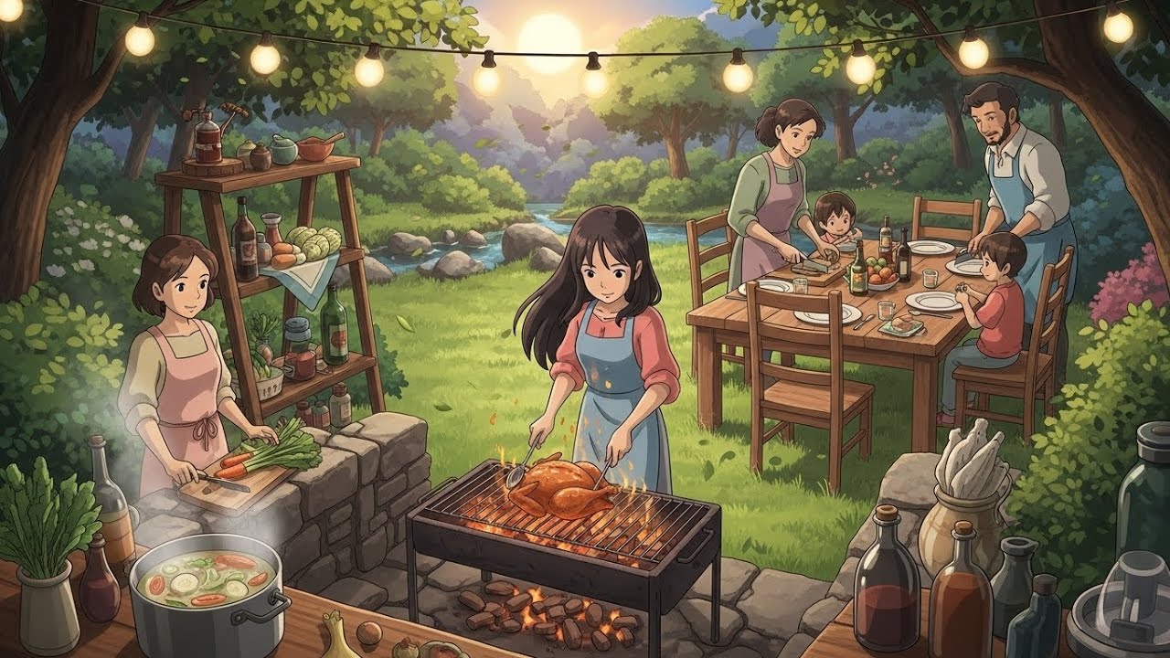 A Peaceful Evening with the One I Love | Roast Chicken | Ghibli Style ASMR
