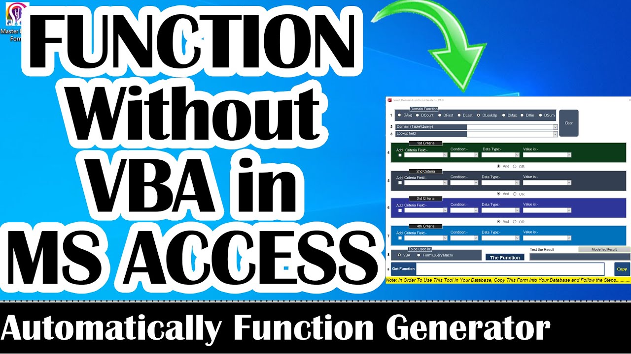 Build Your Own Functions Without Programming |  VBA Function Builder | Function Builder MS ACCESS