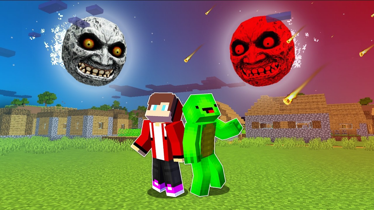 JJ and Mikey VS RED LUNAR MOON CHALLENGE in Minecraft / Maizen animation