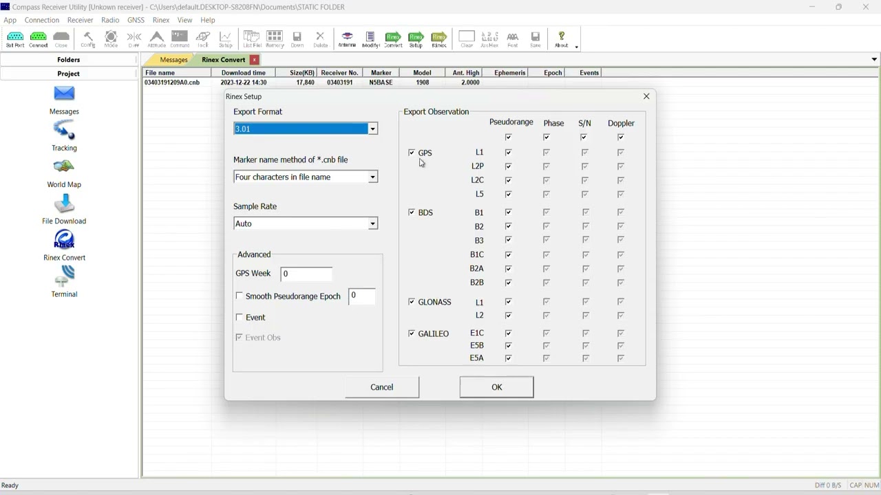014 How to Convert Static CNB file to Rinex file