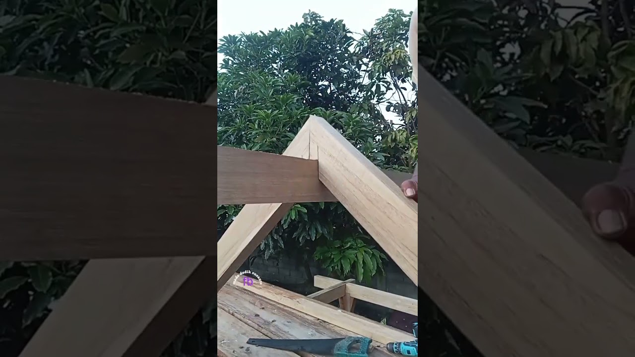 Installation of double sided ridge beams 👍 #carpenter #woodworking #wood #furniture #diy #shorts