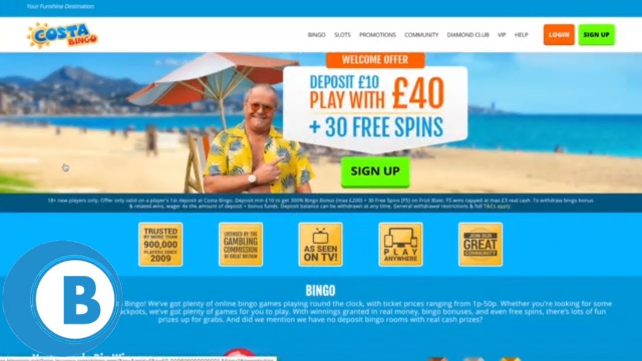 Costa Bingo Review | Bingo Design Overview