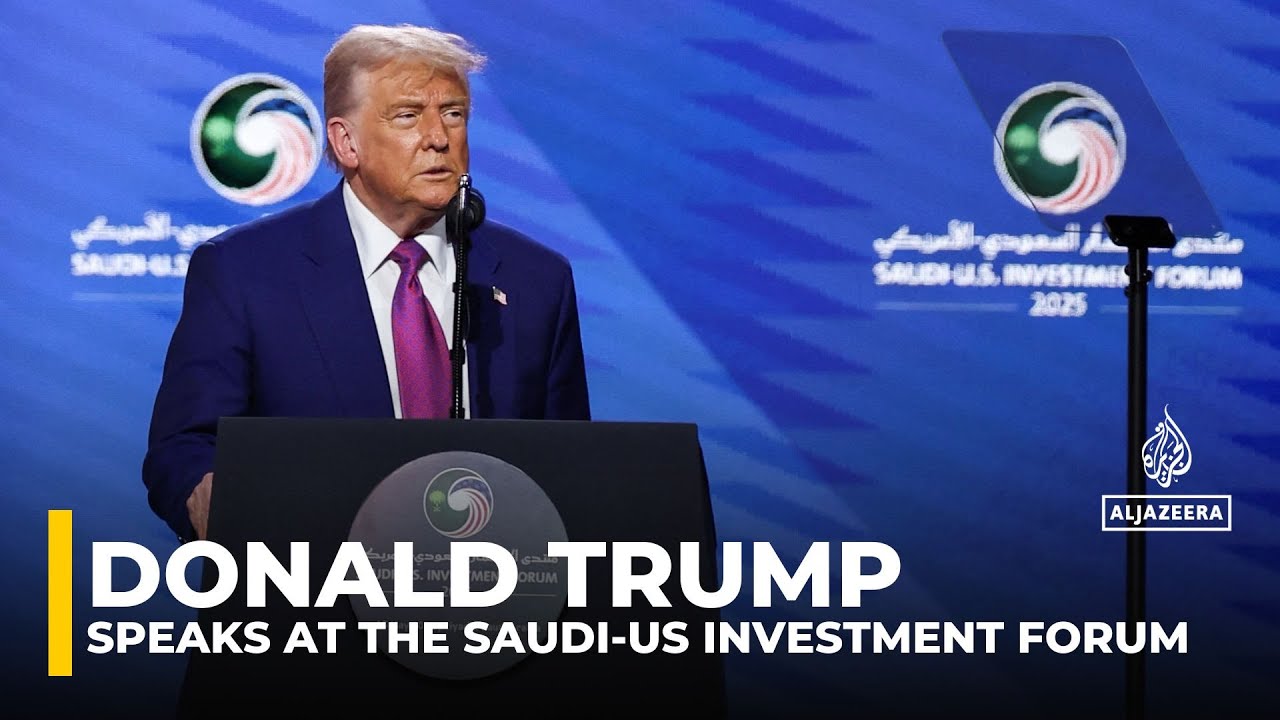 Donald Trump speaks at the Saudi-US Investment Forum during Riyadh visit