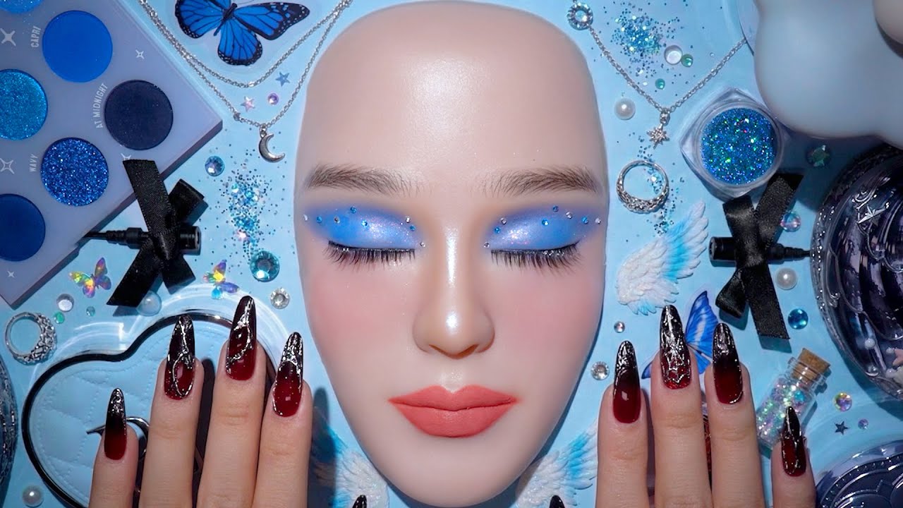 ASMR Easy Cool Blue Diamond Makeup Tutorial ❄️ | ASMR maquiagem satisfat&oacute;ria (no talking) #57