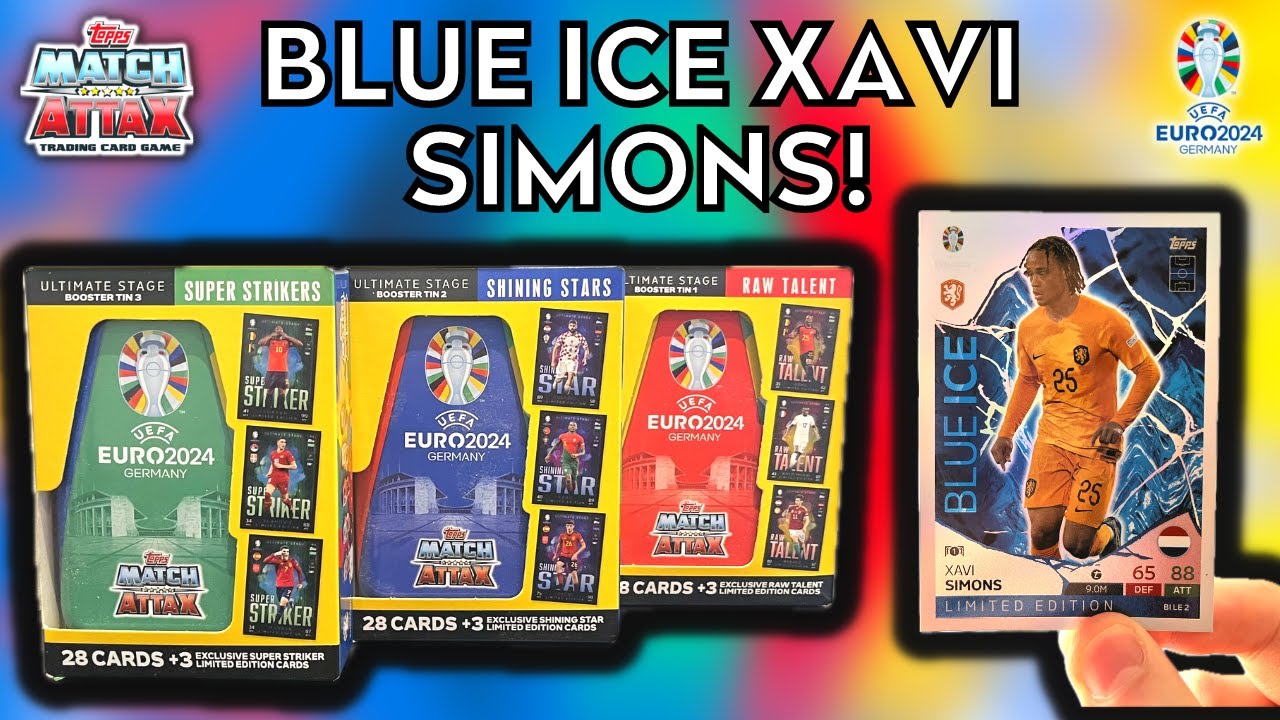 BLUE ICE XAVI SIMONS LIMITED EDITION | TOPPS MATCH ATTAX UEFA EURO 2024 | BOOSTER TIN BUNDLE OPENING