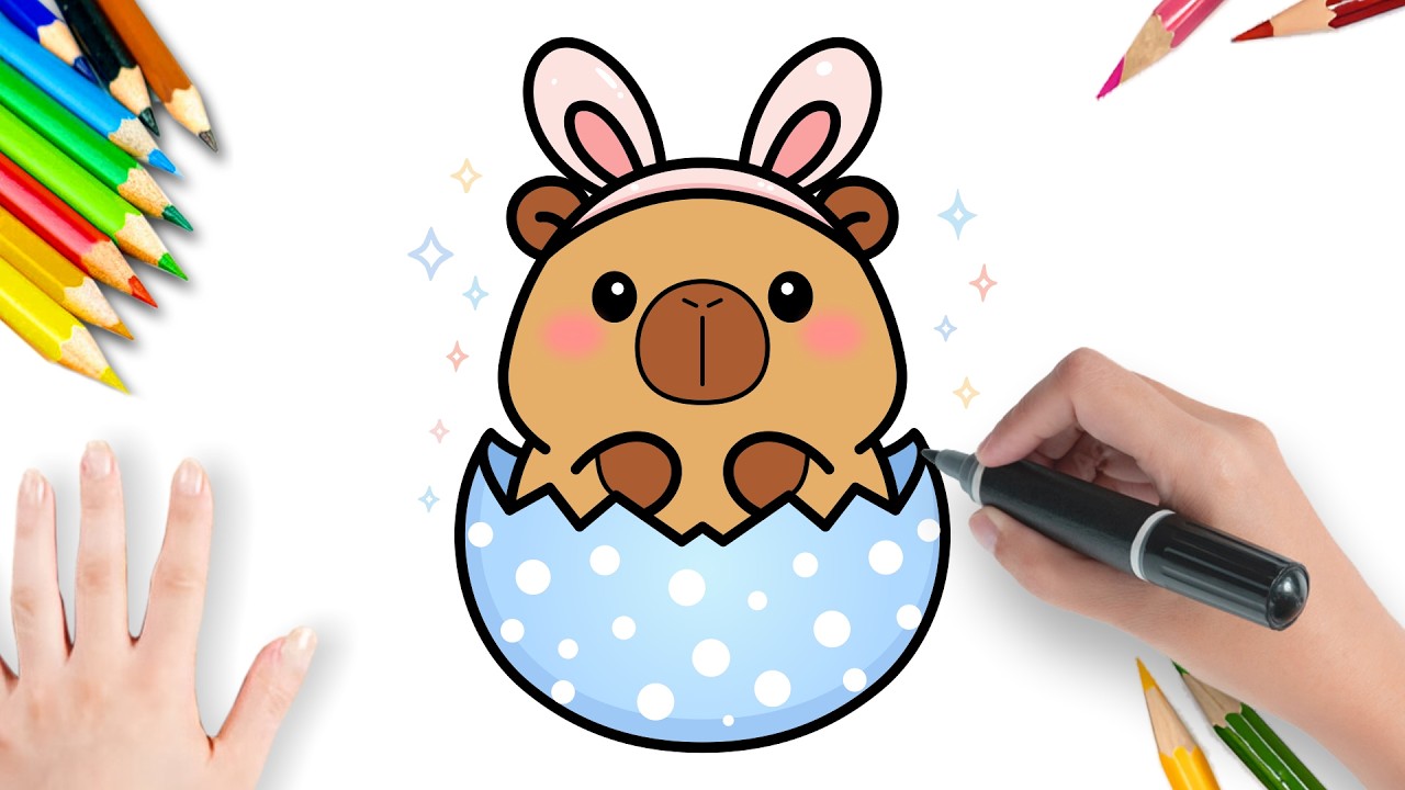 Como Desenhar Uma Capivara Dentro de Um Ovo de Páscoa (Muito Fácil)