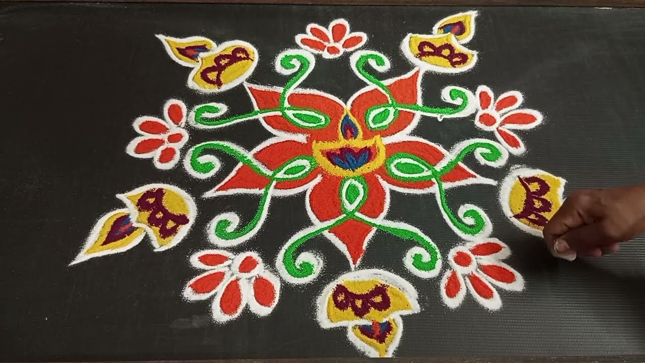 Deepam rangoli🌹freehand rangoli🌹creative rangoli