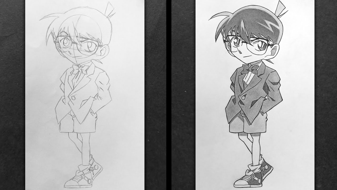 Cara Menggambar Edogawa Conan - Detective Conan || Step by Step