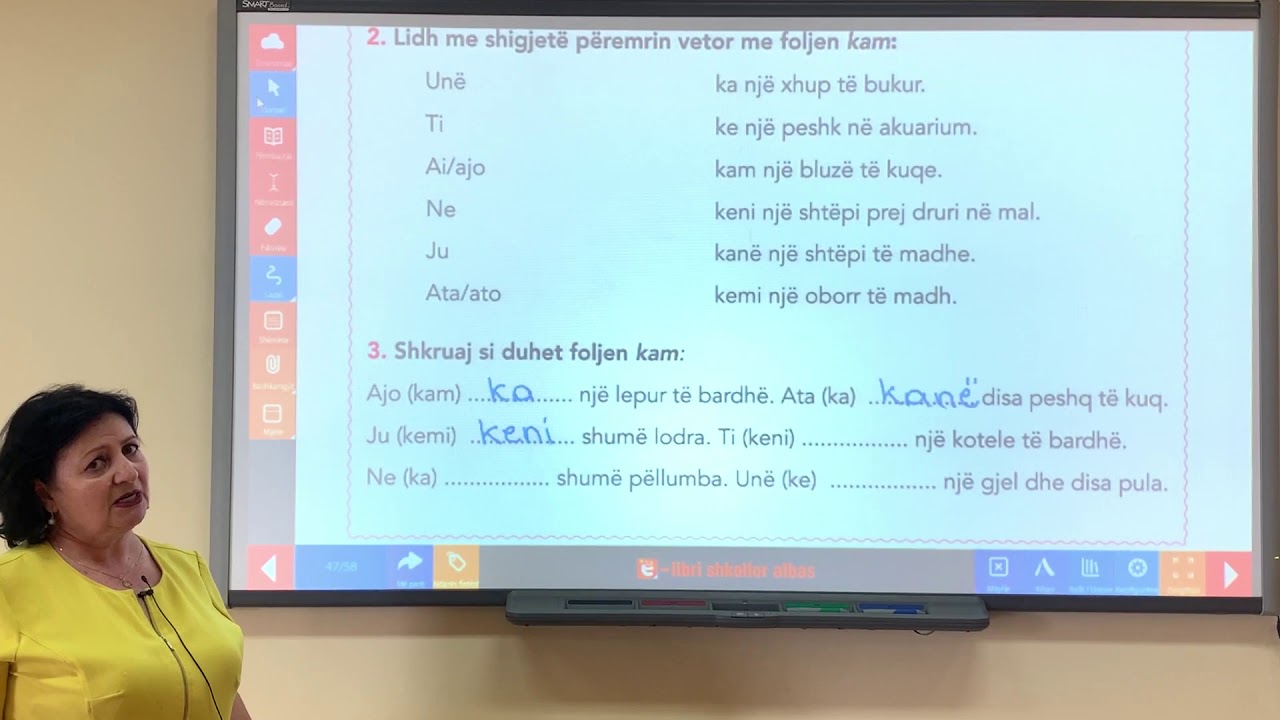 Libri i digjitalizuar fletore pune Gjuha shqipe 2, Tema: Dallojmë foljen