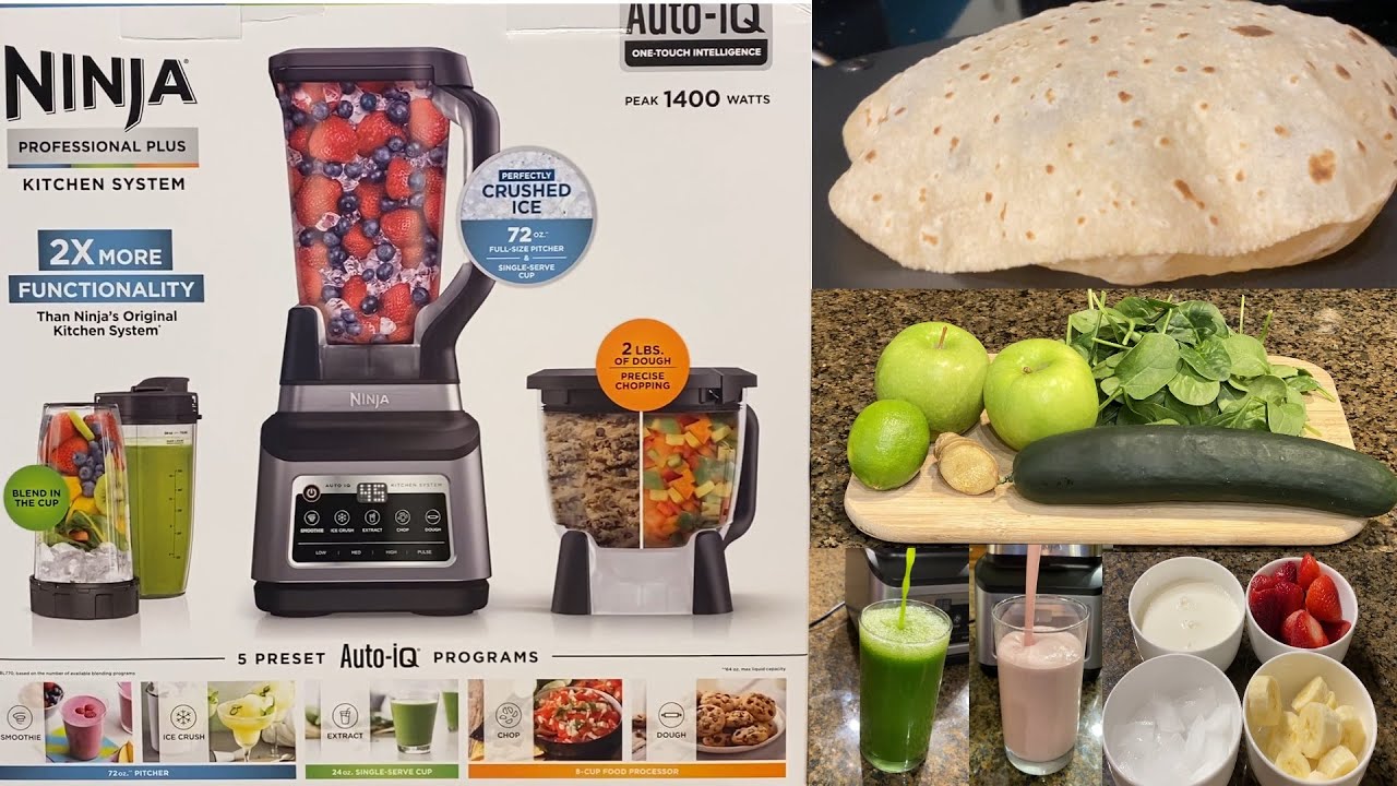NINJA BN800 Kitchen System Review/Easy Dough Making/Healthy Green Smoothie/Strawberry BananaSmoothie