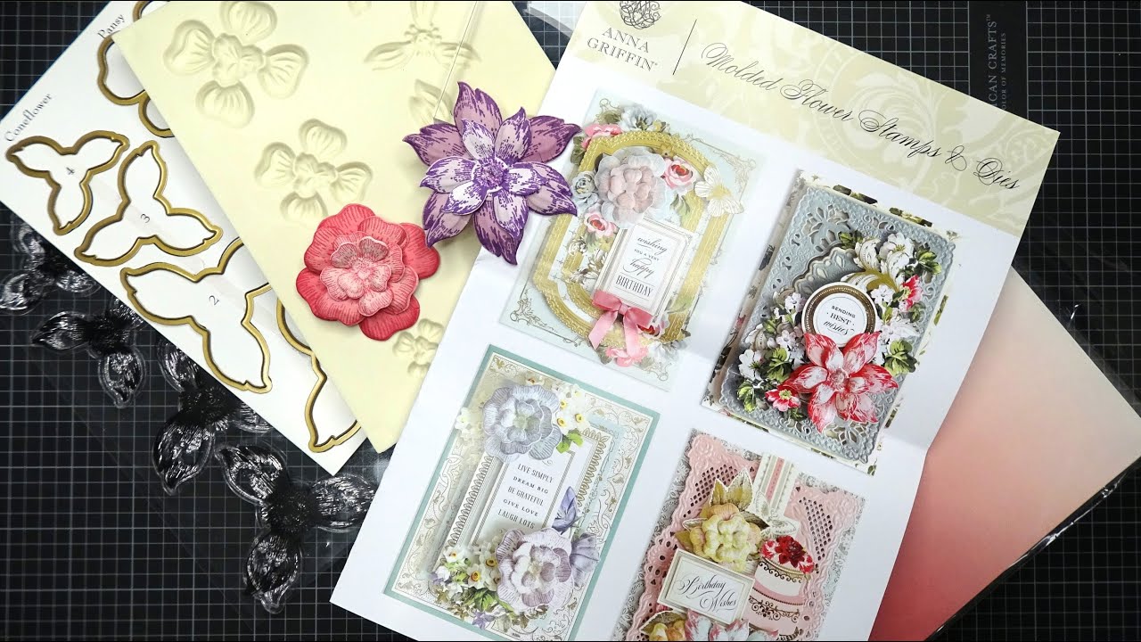Anna Griffin Molded Flower Stamps and Dies Review Tutorial! Let's Try Out Both Flower Shapes!