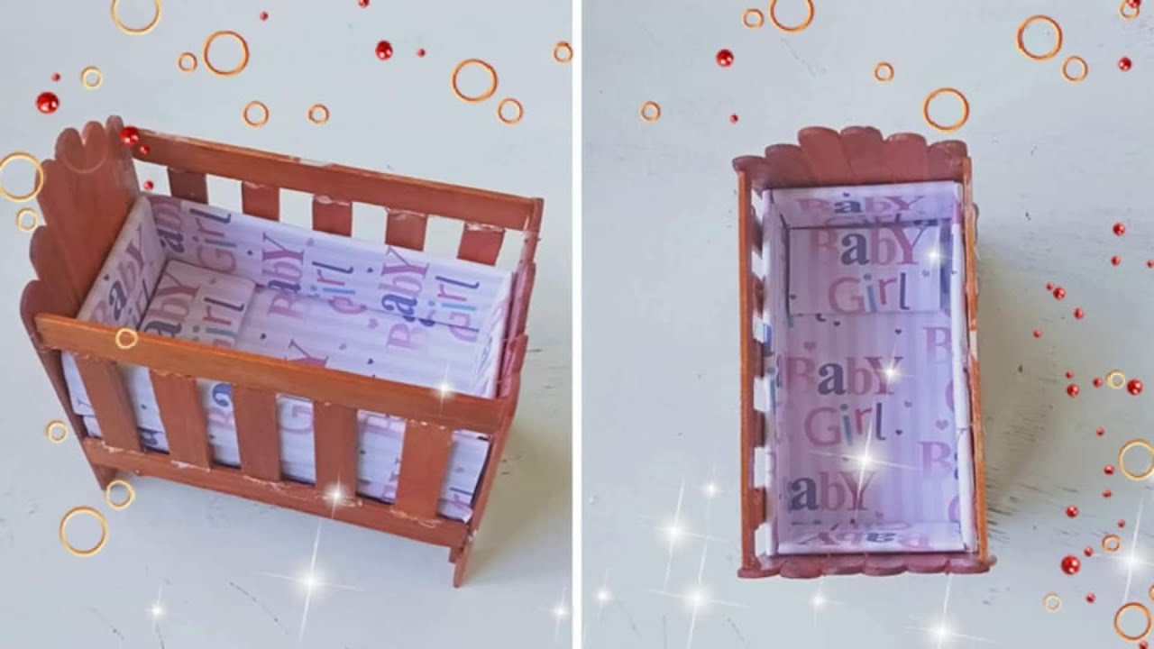 DIY | Dollhouse, Baby Crib | Popsicle Stick Craft
