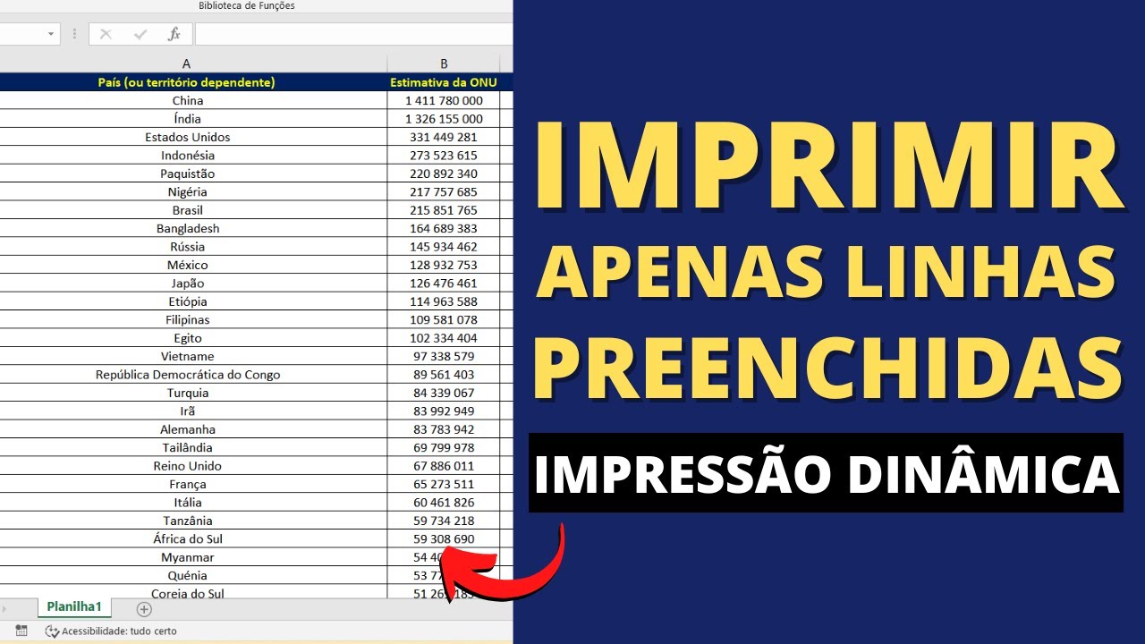 Imprimir Somente Linhas Preenchidas no Excel - ÁREA DE IMPRESSÃO DINÂMICA