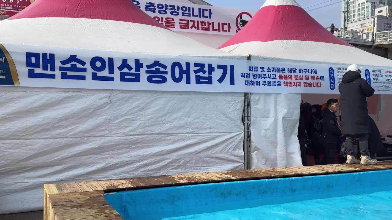 제13회 홍천강 꽁꽁축제  맨손 송어잡기