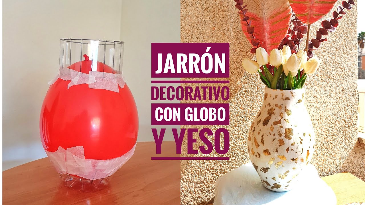 Jarrón decorativo con globo y yeso #DIY #manualidades #Craft #craftideas