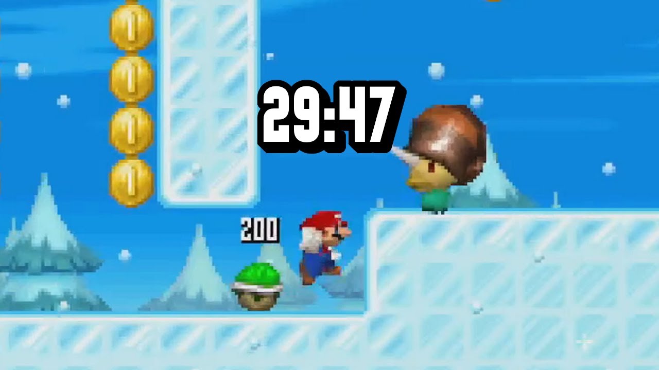New Super Mario Bros. No Powerups Speedrun in 29:47.95