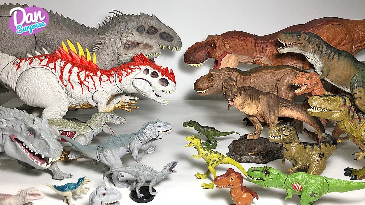 T-Rex vs Indominus Rex! Jurassic World & Jurassic Park Dinosaurs Toys Collection