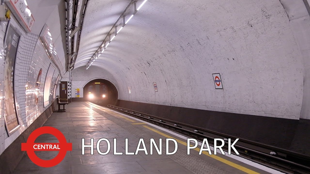 London Underground: Central line trains at Holland Park