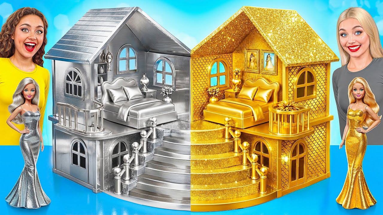 Строим Удивительный Кукольный Домик | Золотой vs Серебряный Челлендж от Multi DO Girls