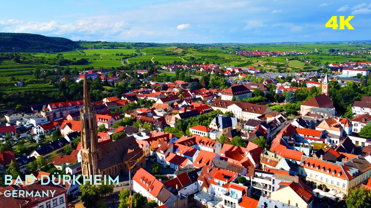 Bird's Eye View Of Bad dürkheim, Germany (Europe)/ 4K Drone Footage / Breathtaking View